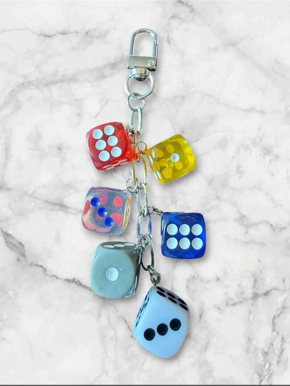 Colorful Dice Charm Key & Card Holder - Multi Color